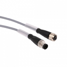 M12 4pins female to male A- coded connector with 4M PVC  black cable
