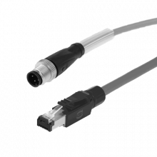 M12, 4pins, male D-coded to RJ45S connector with 5M cable